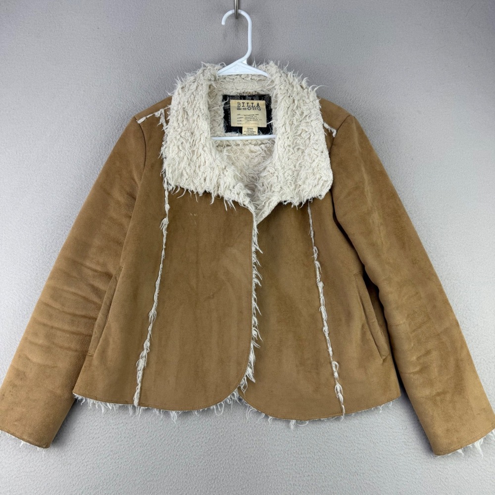 Billabong Jacket Womens S Tan Faux Suede Sherpa Lined Boho Retro Western Y2K